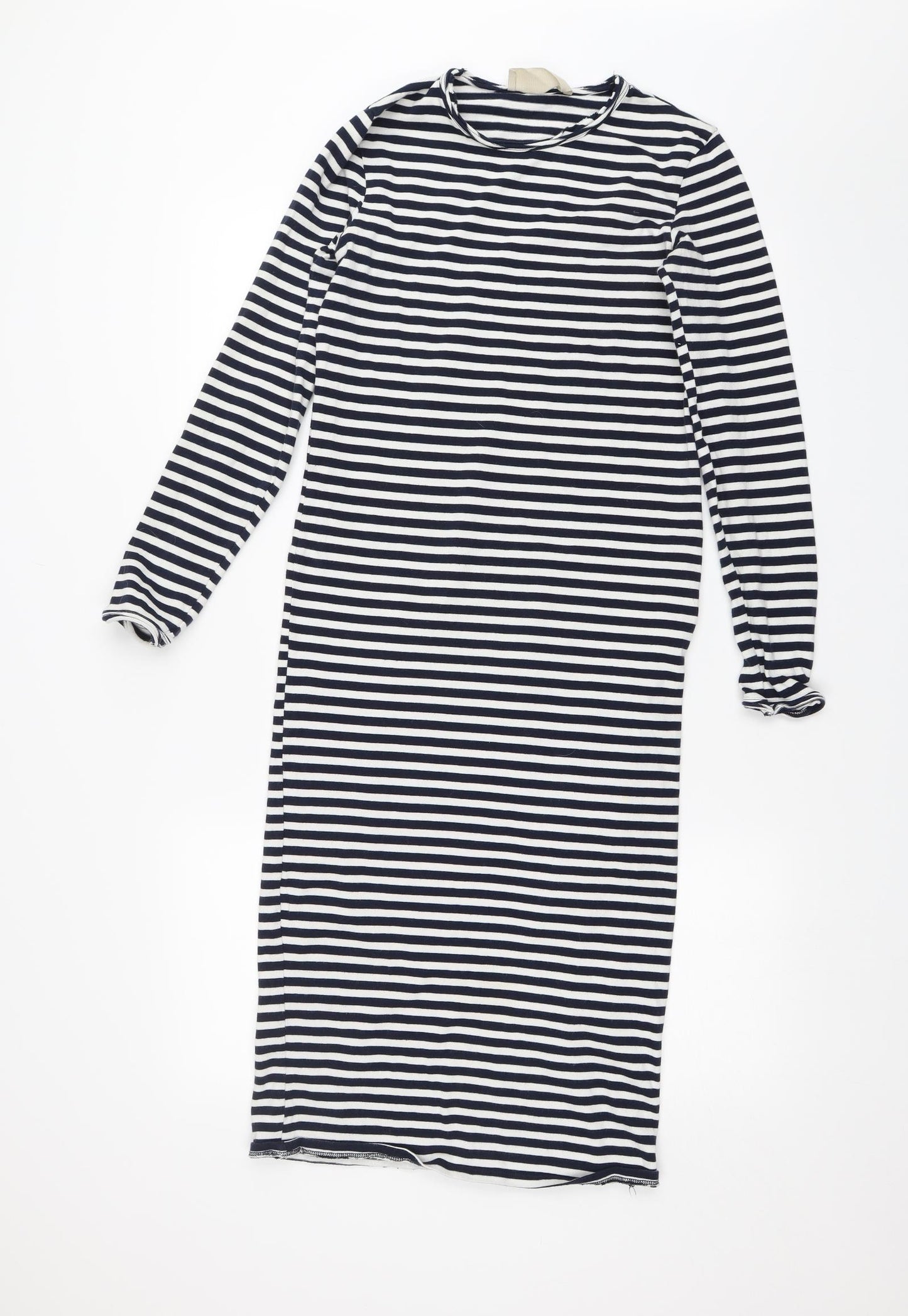 Zara Womens Blue Striped  T-Shirt Dress  Size S
