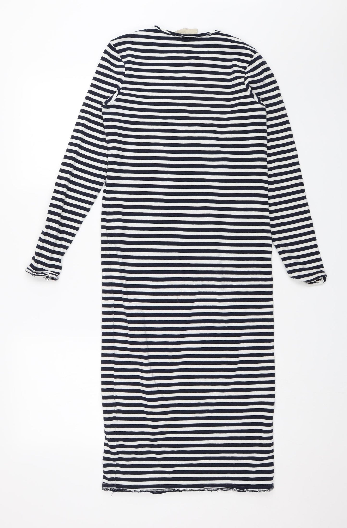 Zara Womens Blue Striped  T-Shirt Dress  Size S