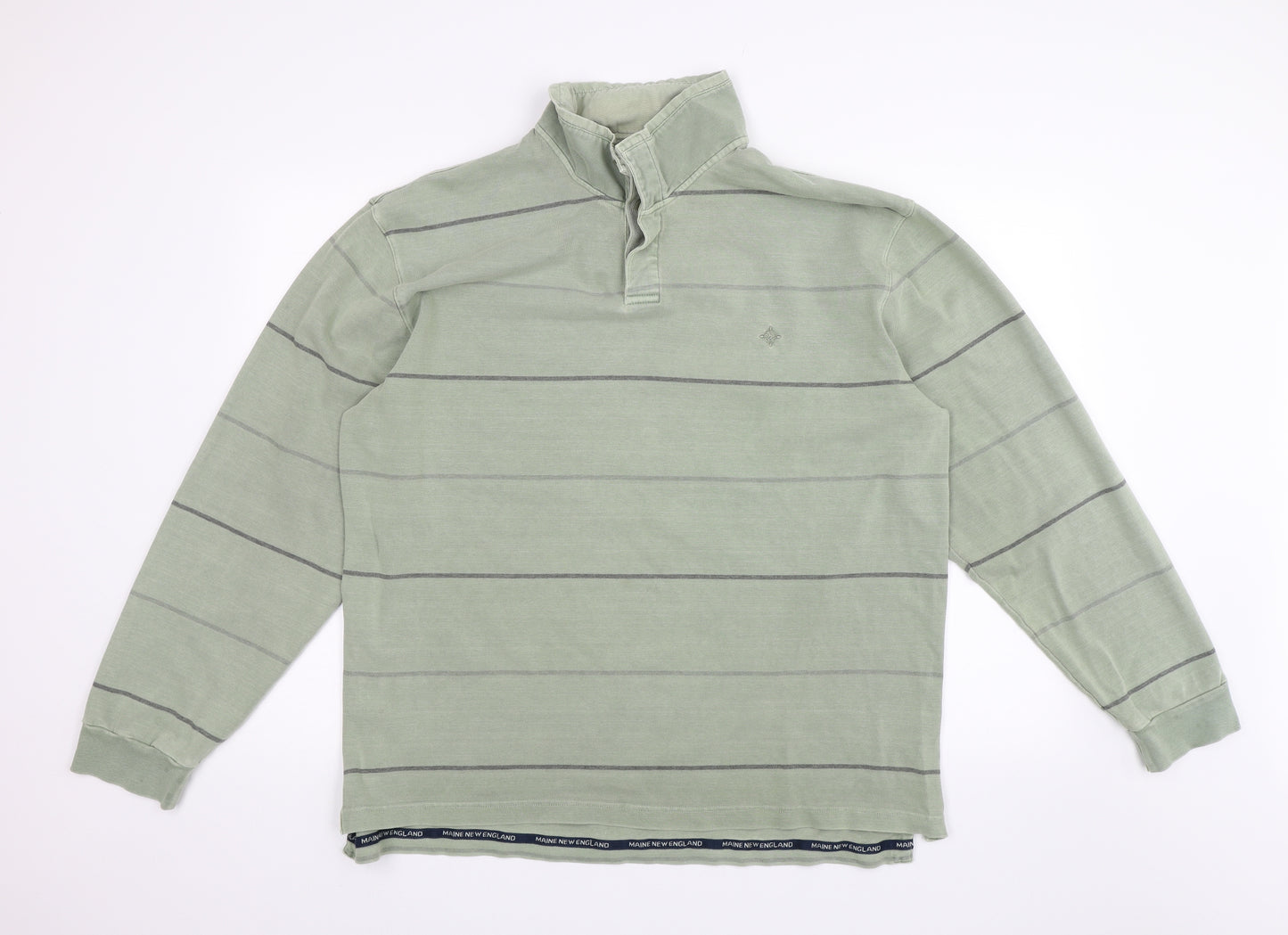 Maine Mens Green Striped  Pullover Jumper Size XL