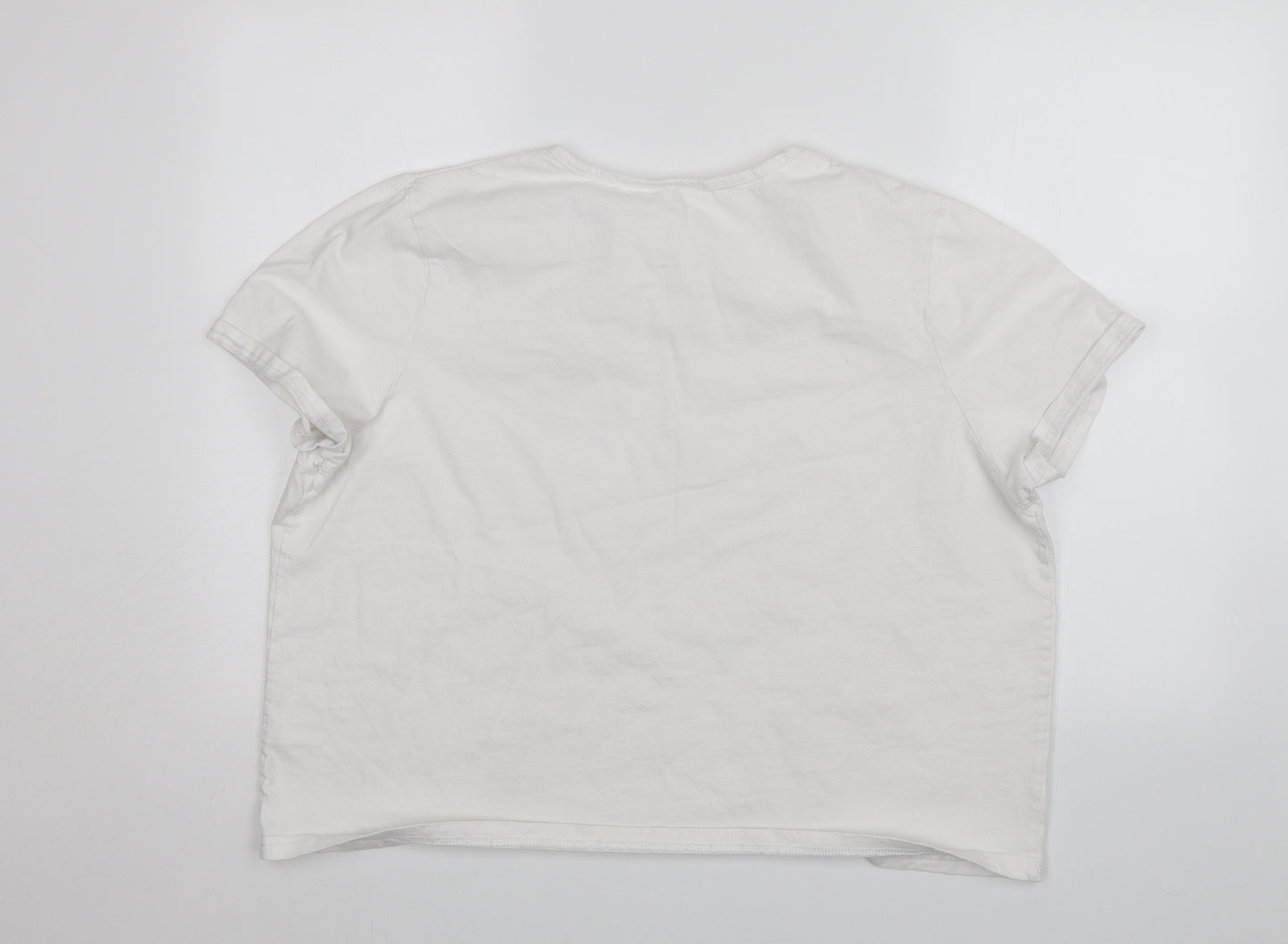 Anne De Lancay Womens White   Basic T-Shirt Size 2XL