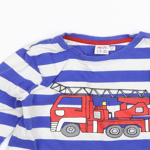 Mini Club Boys Blue Striped  Basic T-Shirt Size 5-6 Years