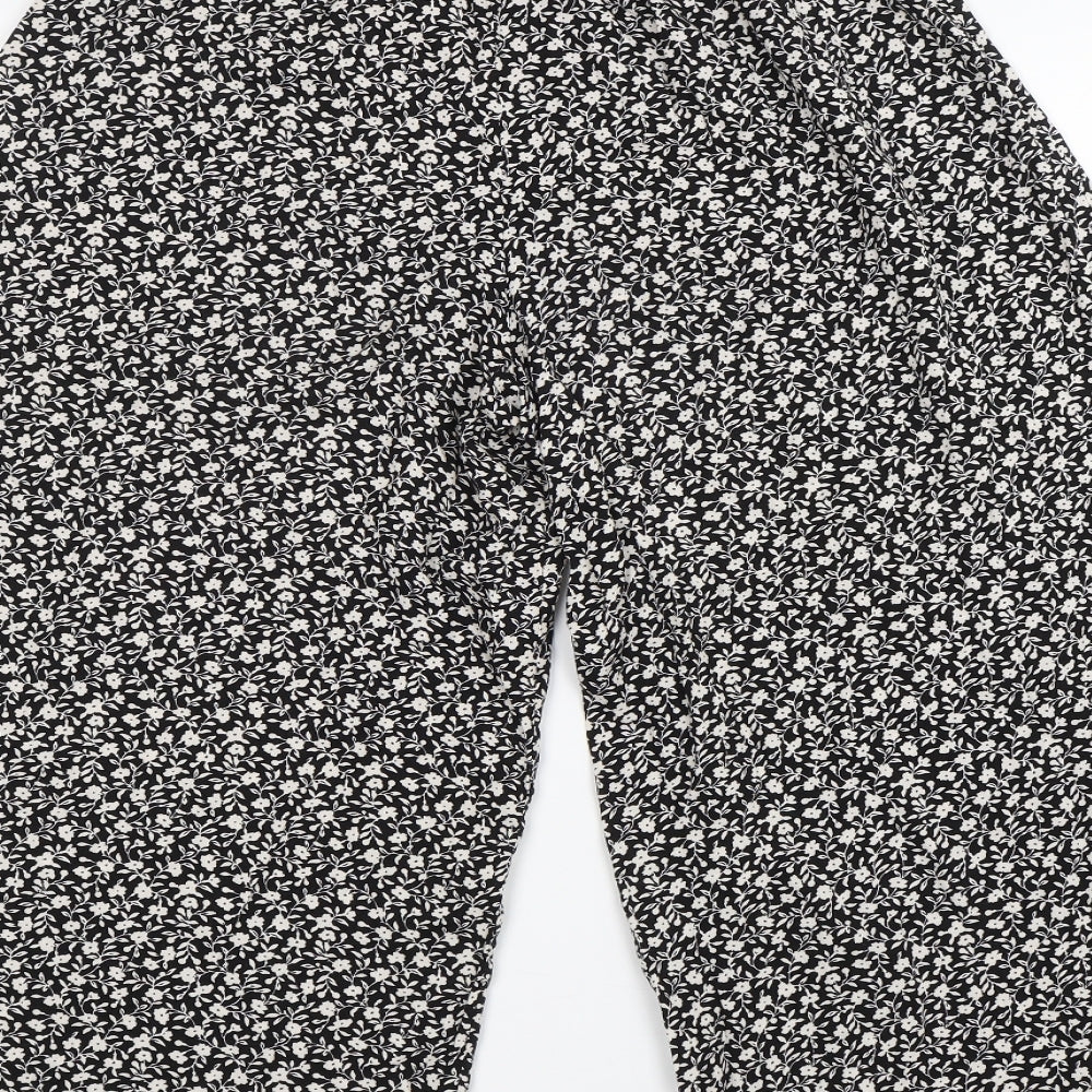 New Look Womens Black Floral  Trousers  Size 6 L21 in
