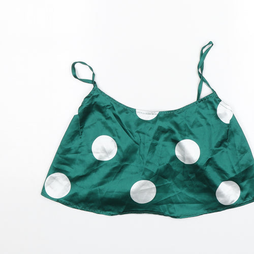 Nasty Gal Womens Green Polka Dot  Cropped Blouse Size 8