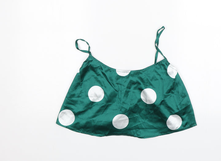 Nasty Gal Womens Green Polka Dot Cropped Blouse Size 8