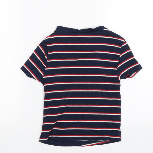 Divided Womens Blue Striped  Basic T-Shirt Size S