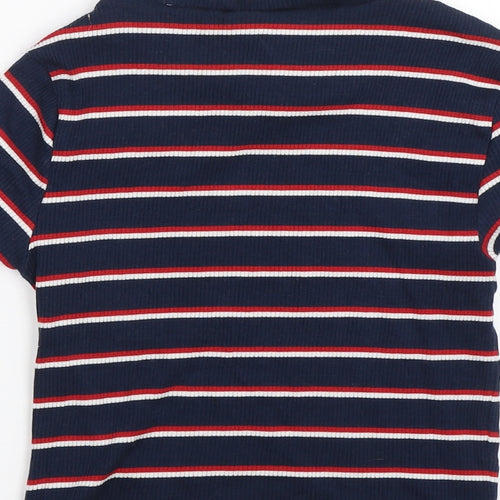 Divided Womens Blue Striped  Basic T-Shirt Size S