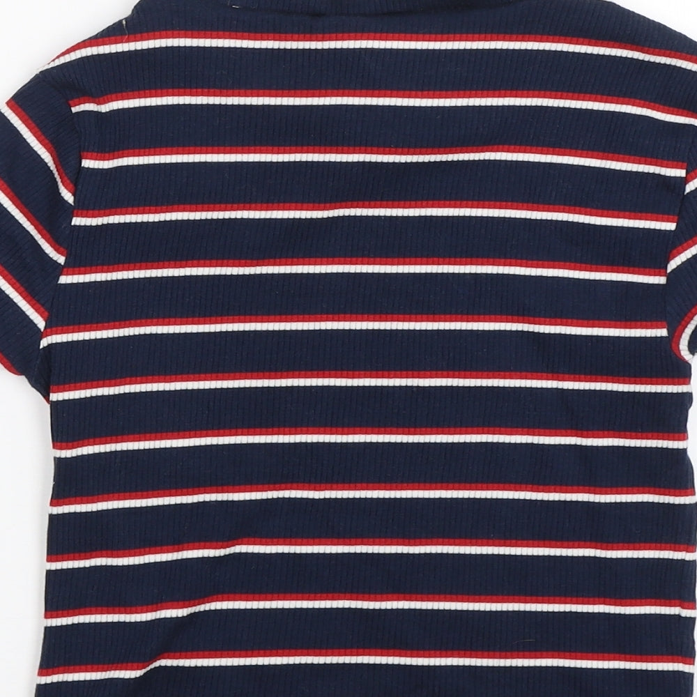 Divided Womens Blue Striped  Basic T-Shirt Size S