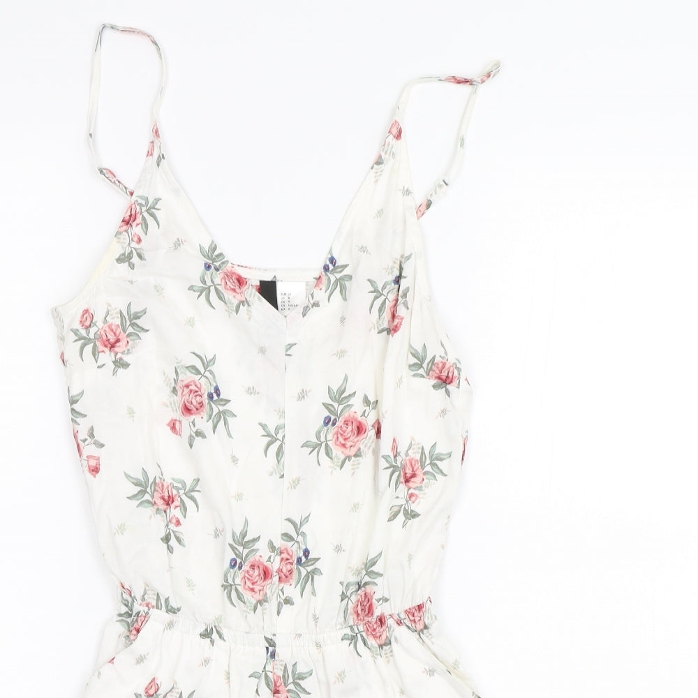 Divided Womens White Floral  Playsuit One-Piece Size 8
