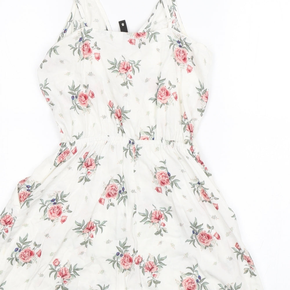 Divided Womens White Floral  Playsuit One-Piece Size 8