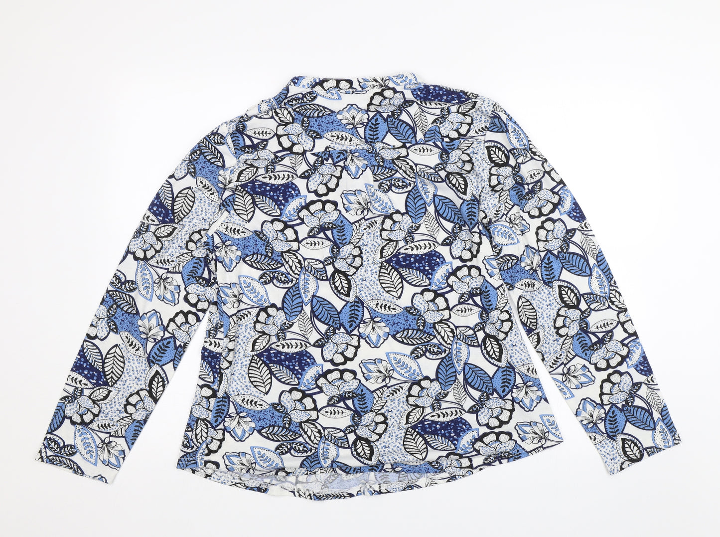 Stock Shop Womens Blue Floral  Basic Blouse Size L