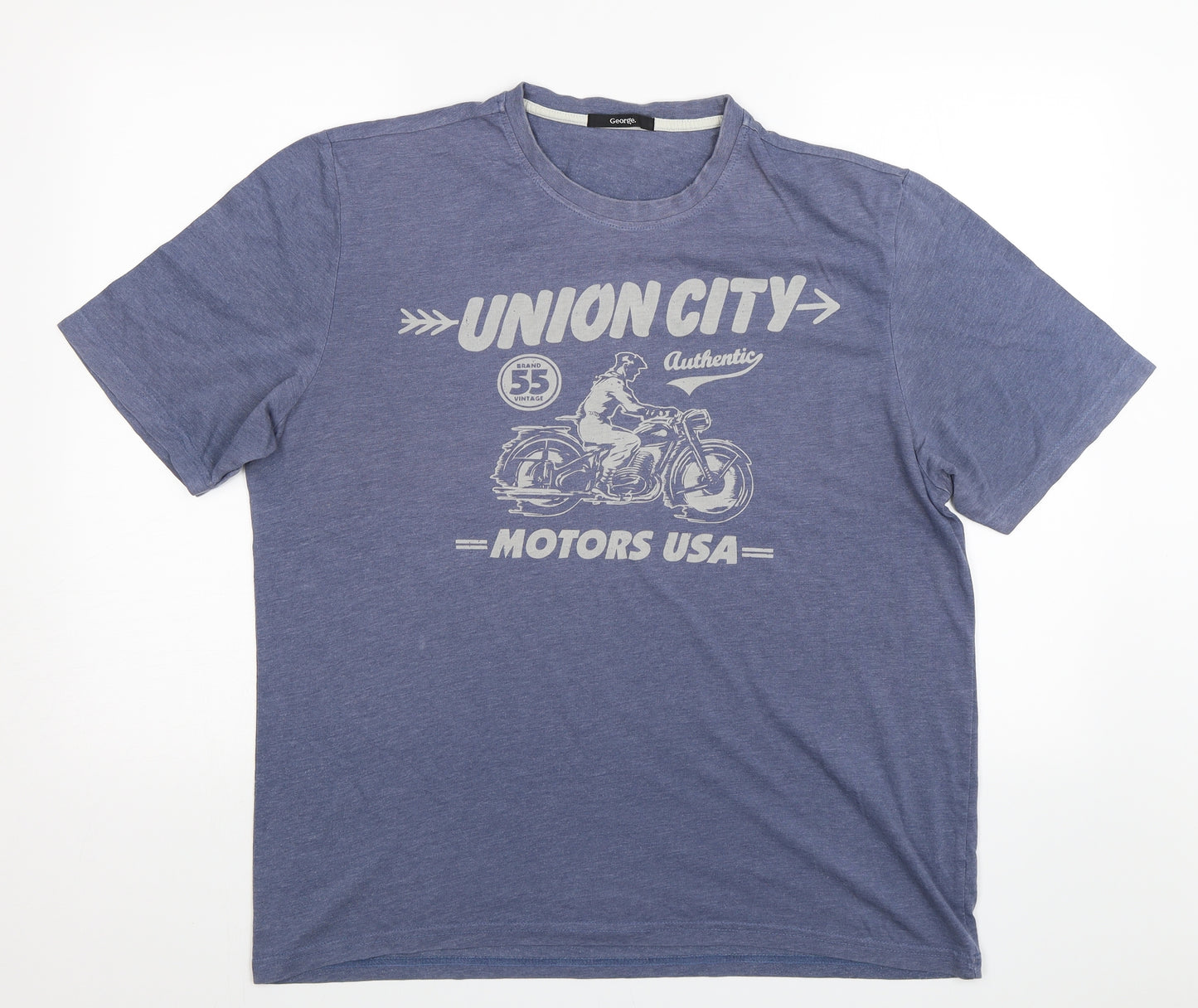 George Mens Blue    T-Shirt Size L  - Motorcycle