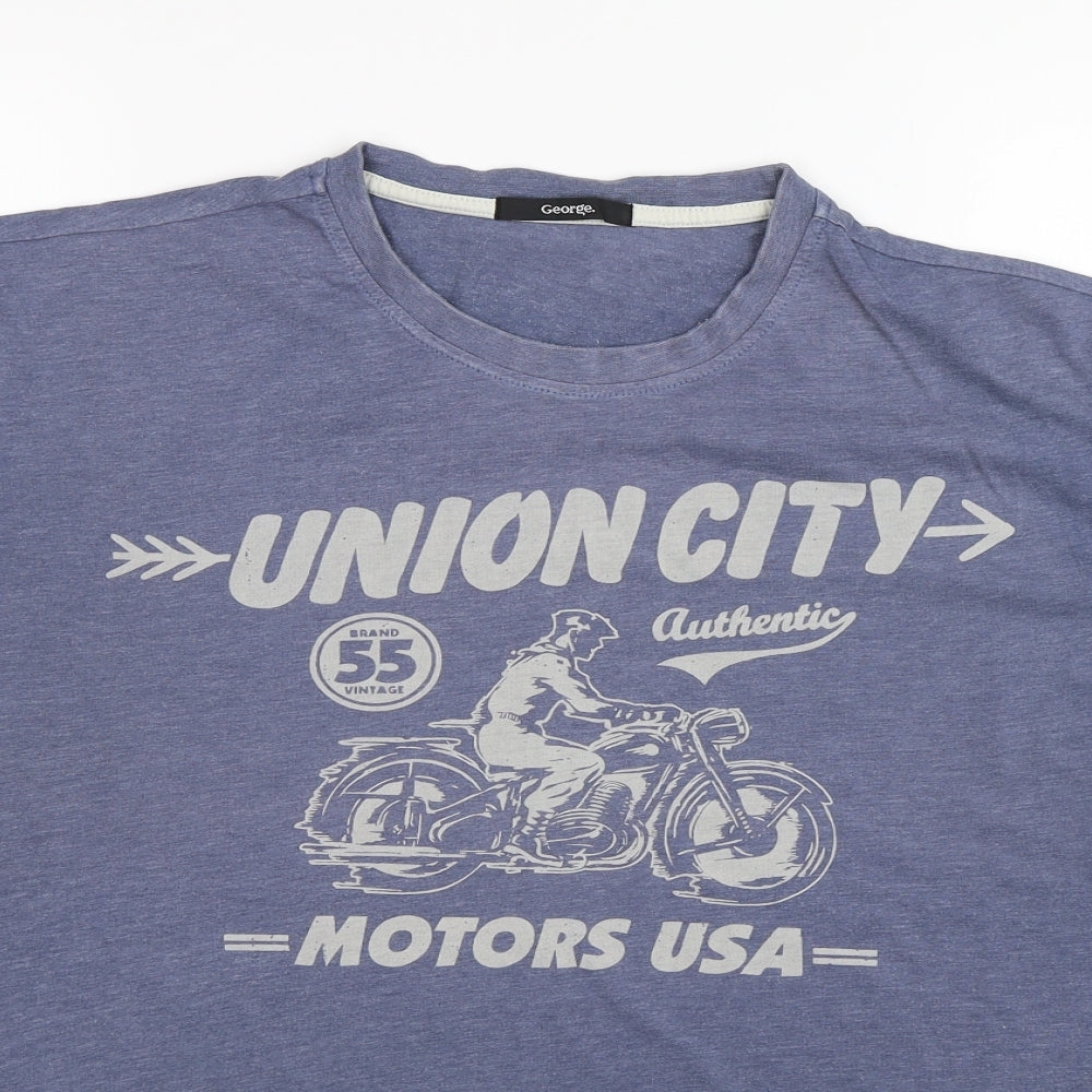George Mens Blue    T-Shirt Size L  - Motorcycle