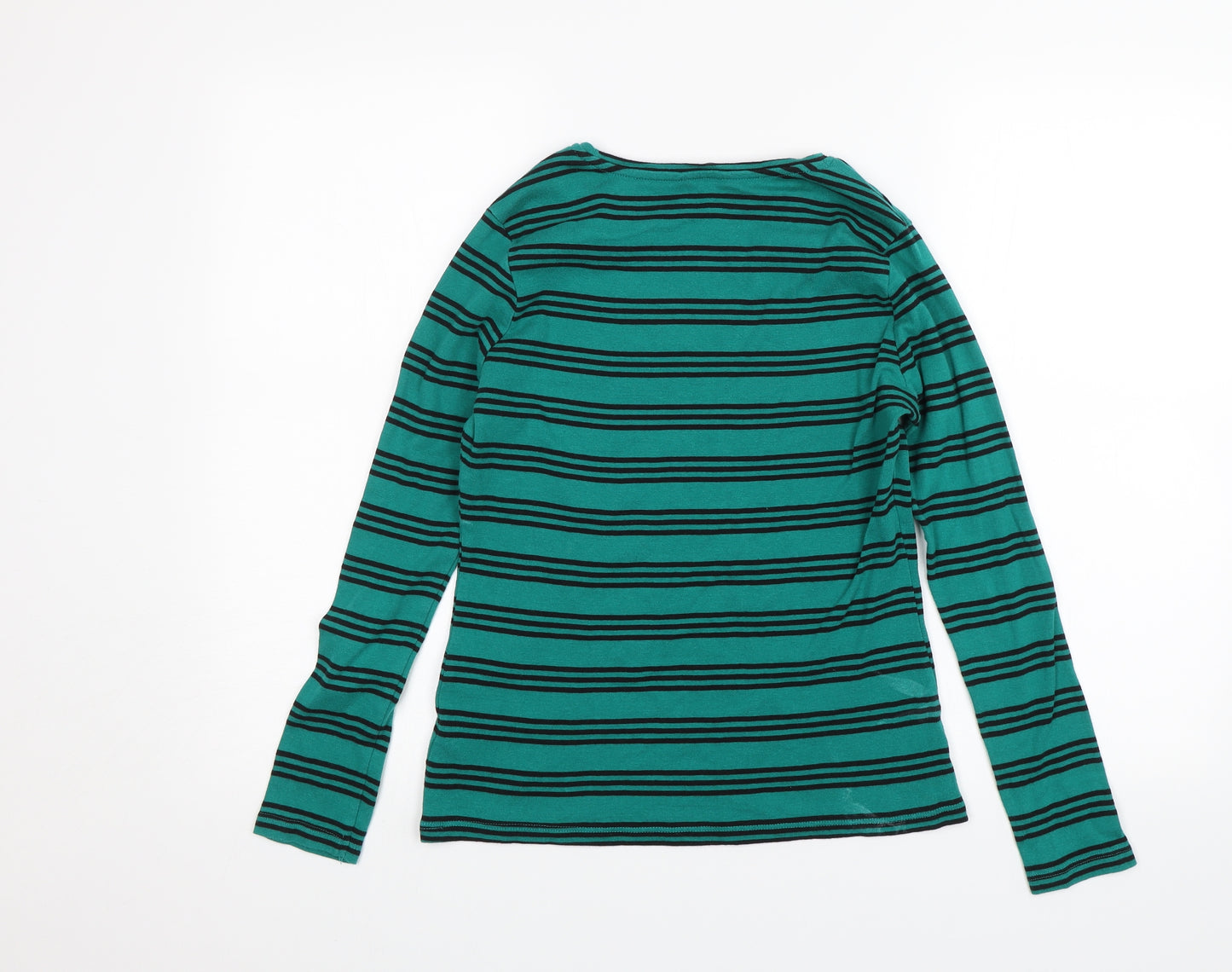 PEP&CO Womens Green Striped  Basic T-Shirt Size 14