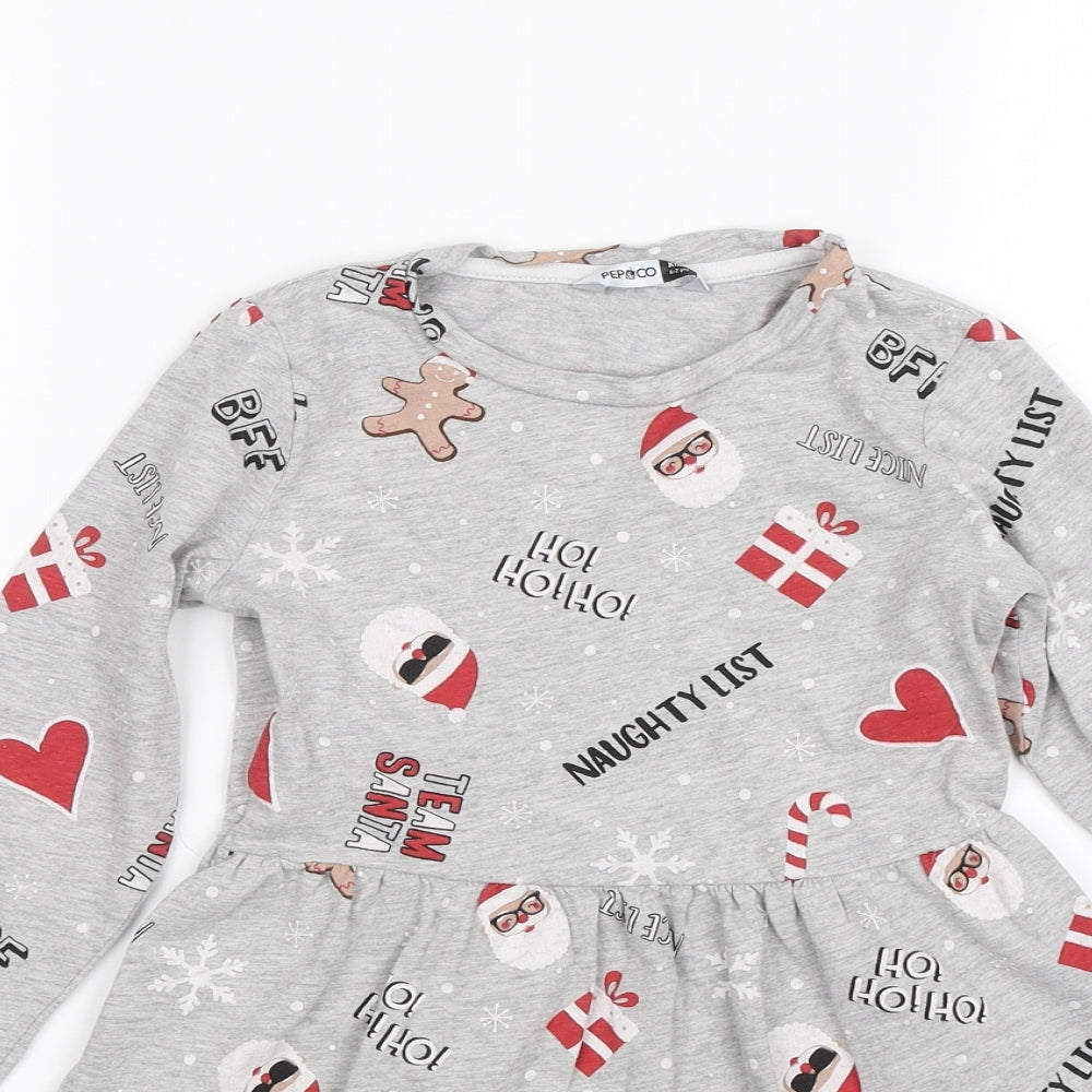 Pep&Co Girls Grey   Shift  Size 6-7 Years  - Christmas