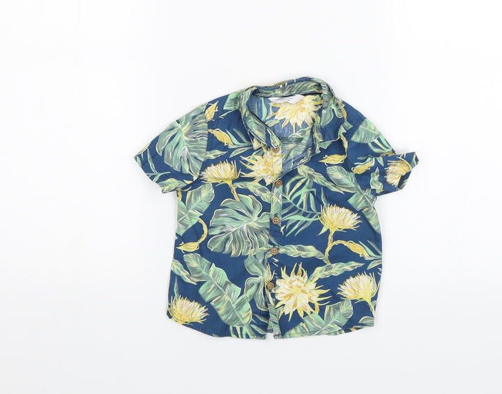 Primark Baby Blue Floral  Basic Button-Up Size 12-18 Months