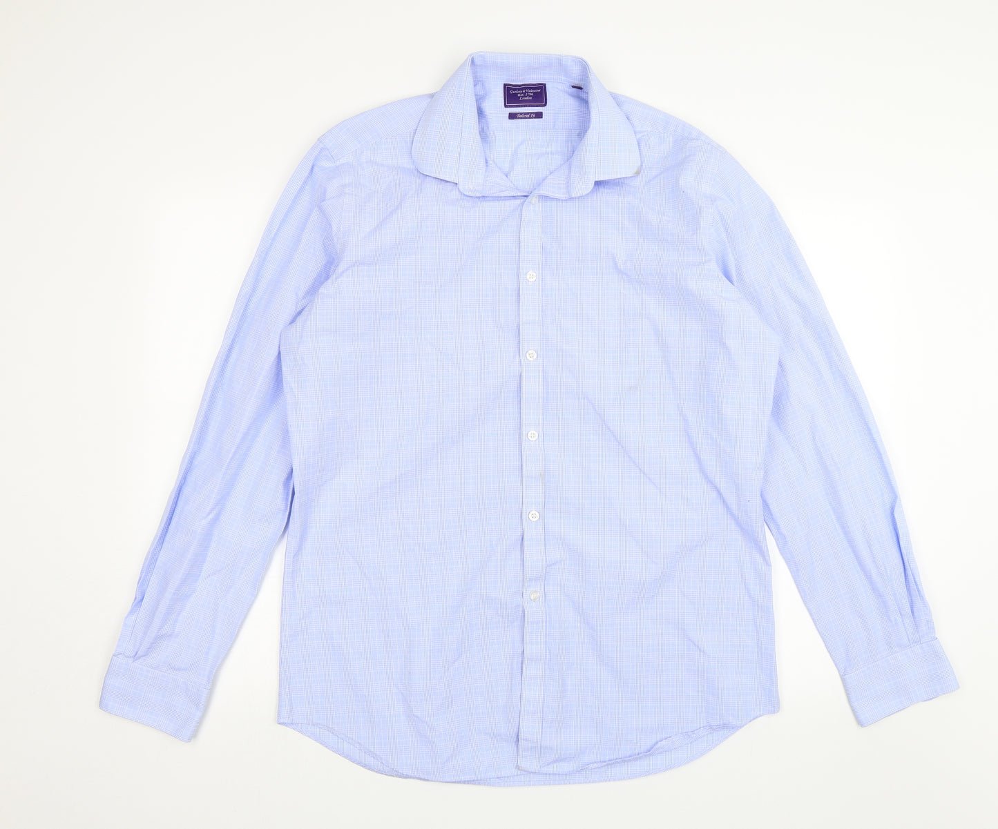 Guthrie & Valentine Mens Blue Plaid   Dress Shirt Size 16.5