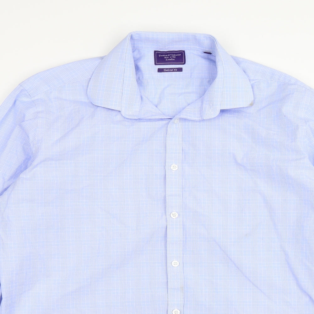Guthrie & Valentine Mens Blue Plaid   Dress Shirt Size 16.5