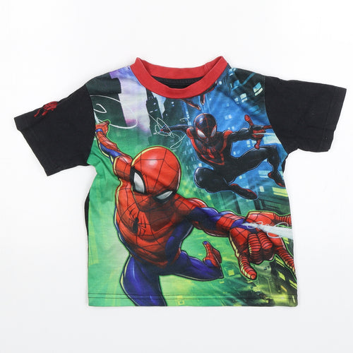 Character.com Boys Black   Basic T-Shirt Size 4 Years  - Spider Man