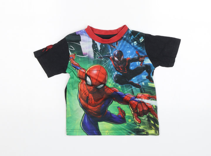 Character.com Boys Black Basic T-Shirt Size 4 Years - Spider Man