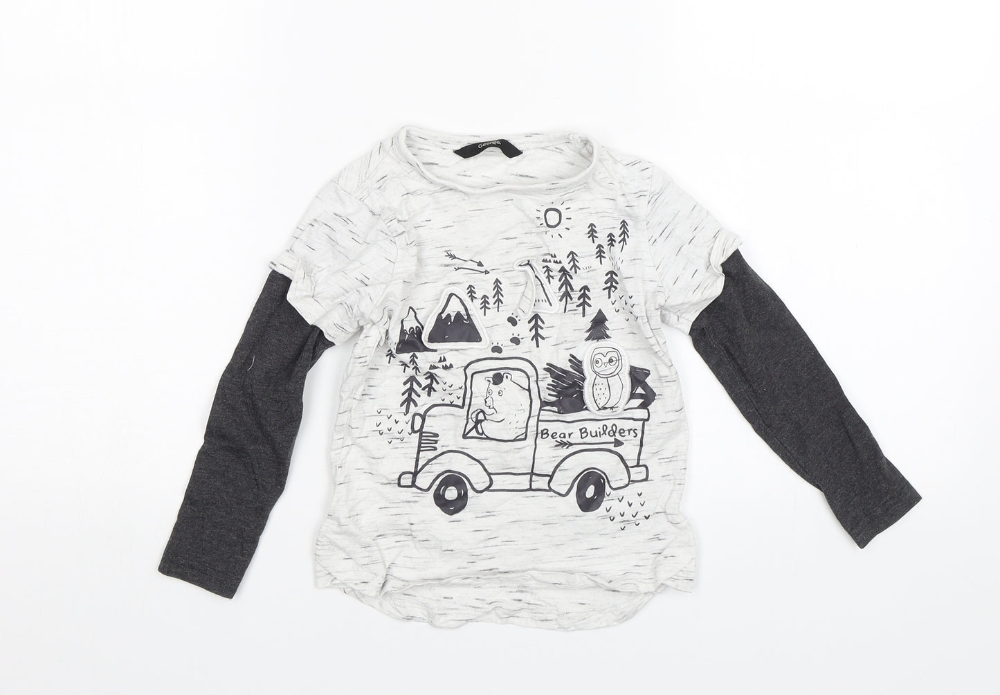 George Boys Grey   Basic T-Shirt Size 3-4 Years  - Bear builders