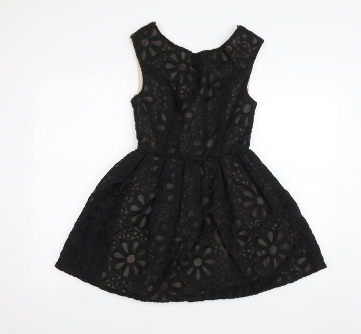 Topshop Womens Black A-Line Size 8