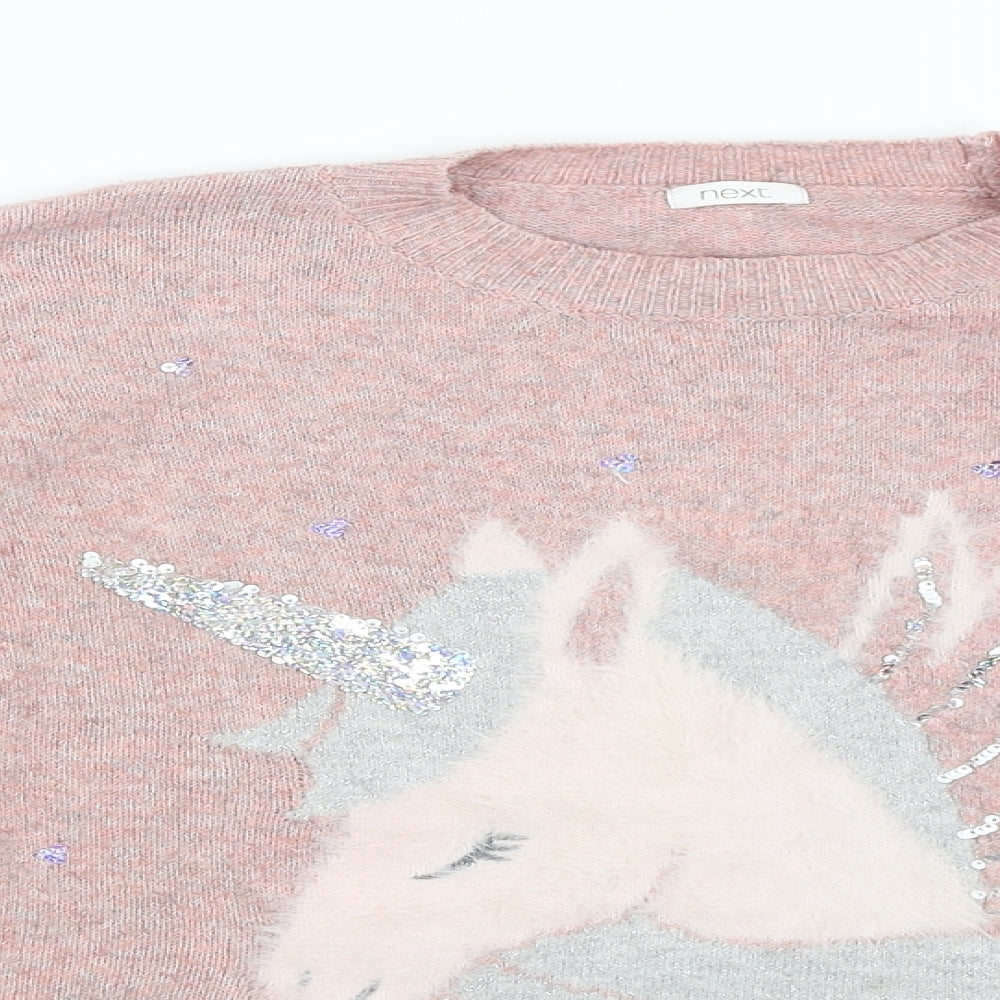 NEXT Girls Pink   Pullover Jumper Size 11 Years  - Unicorn