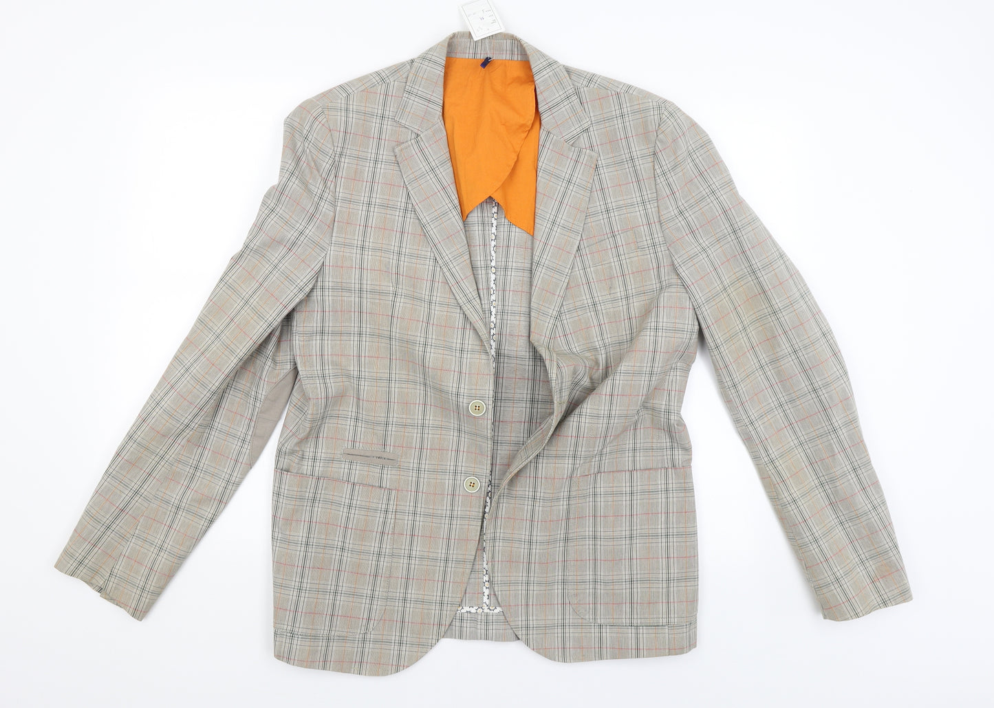 Luigi Spago Womens Beige Check  Jacket Blazer Size M