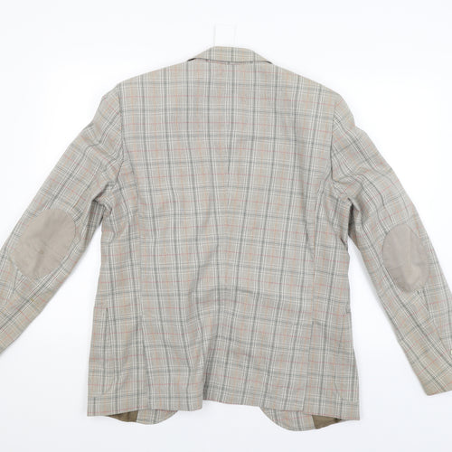 Luigi Spago Womens Beige Check  Jacket Blazer Size M