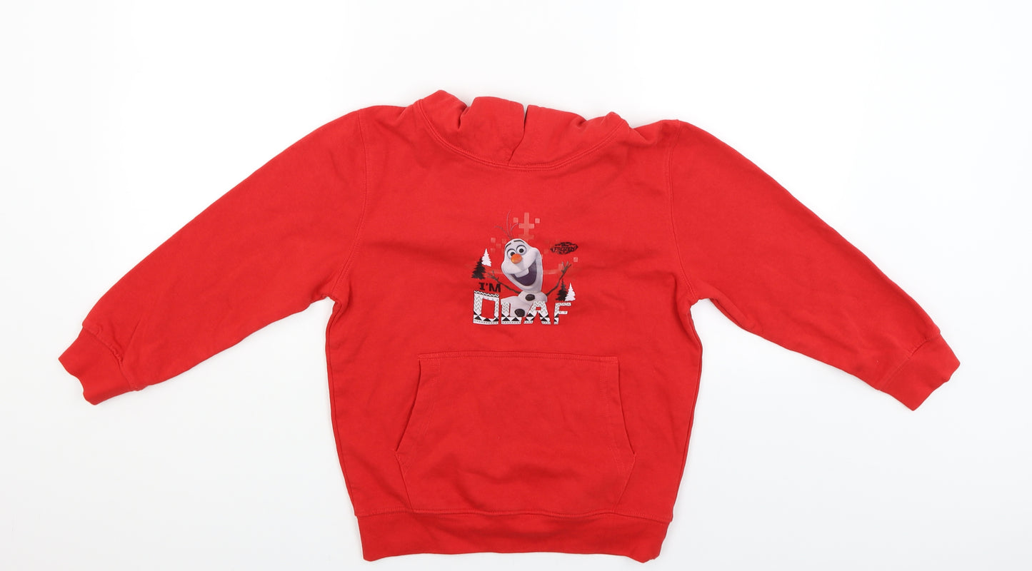 Preworn Boys Red   Pullover Hoodie Size 7-8 Years  - Olaf Frozen