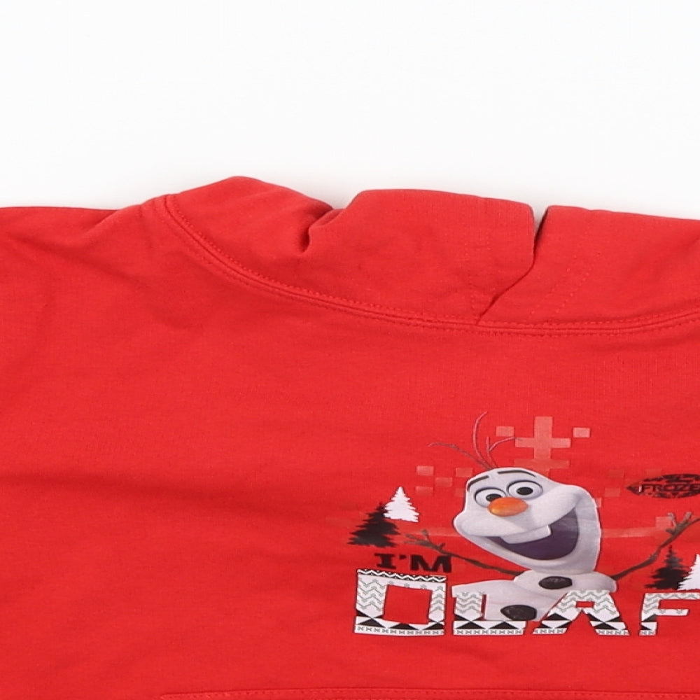 Preworn Boys Red   Pullover Hoodie Size 7-8 Years  - Olaf Frozen