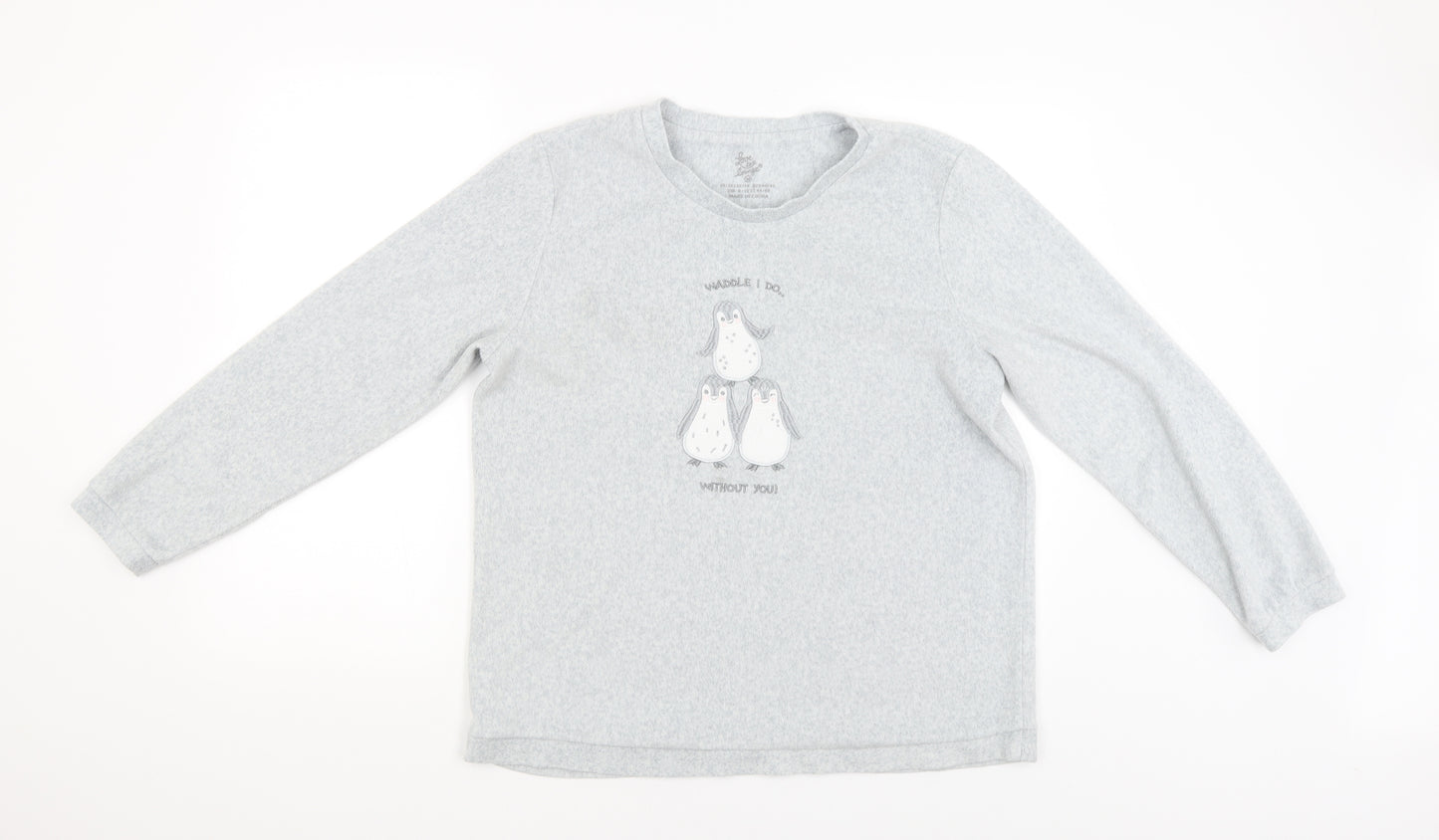 Love To Lounge Womens Grey Solid  Babydoll Pyjama Top Size M  - PENGUINS
