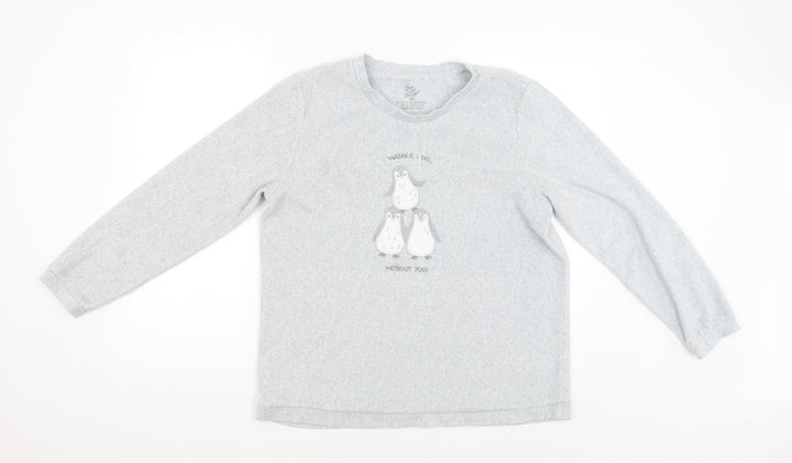 Love To Lounge Womens Grey Solid  Babydoll Pyjama Top Size M  - PENGUINS