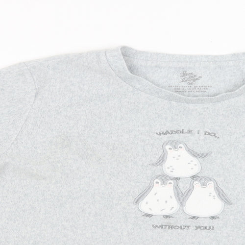 Love To Lounge Womens Grey Solid  Babydoll Pyjama Top Size M  - PENGUINS