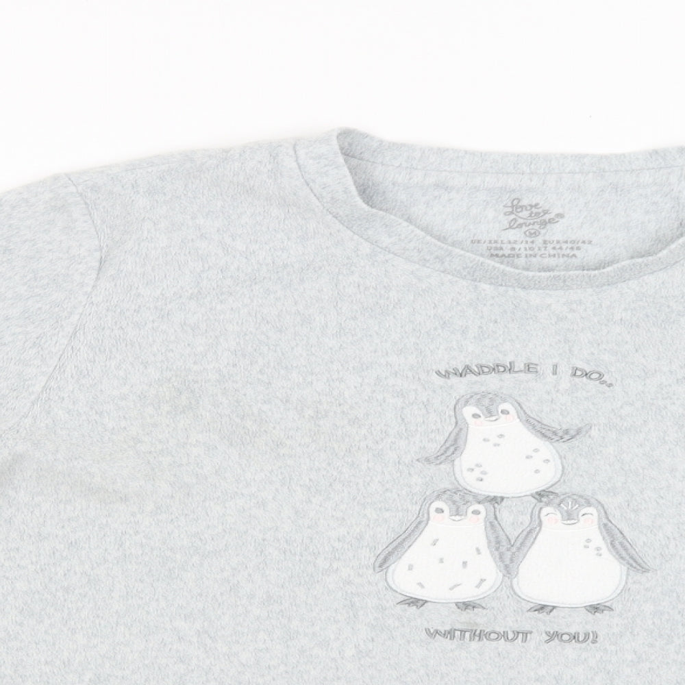 Love To Lounge Womens Grey Solid  Babydoll Pyjama Top Size M  - PENGUINS