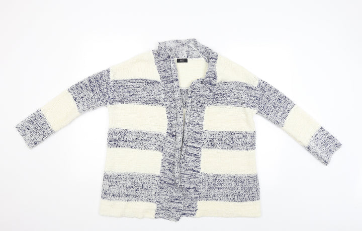 F&F Womens White Striped Cardigan Jumper Size 6