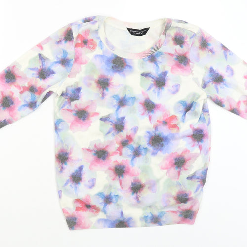 Dorothy Perkins Womens White Floral  Pullover Jumper Size 10