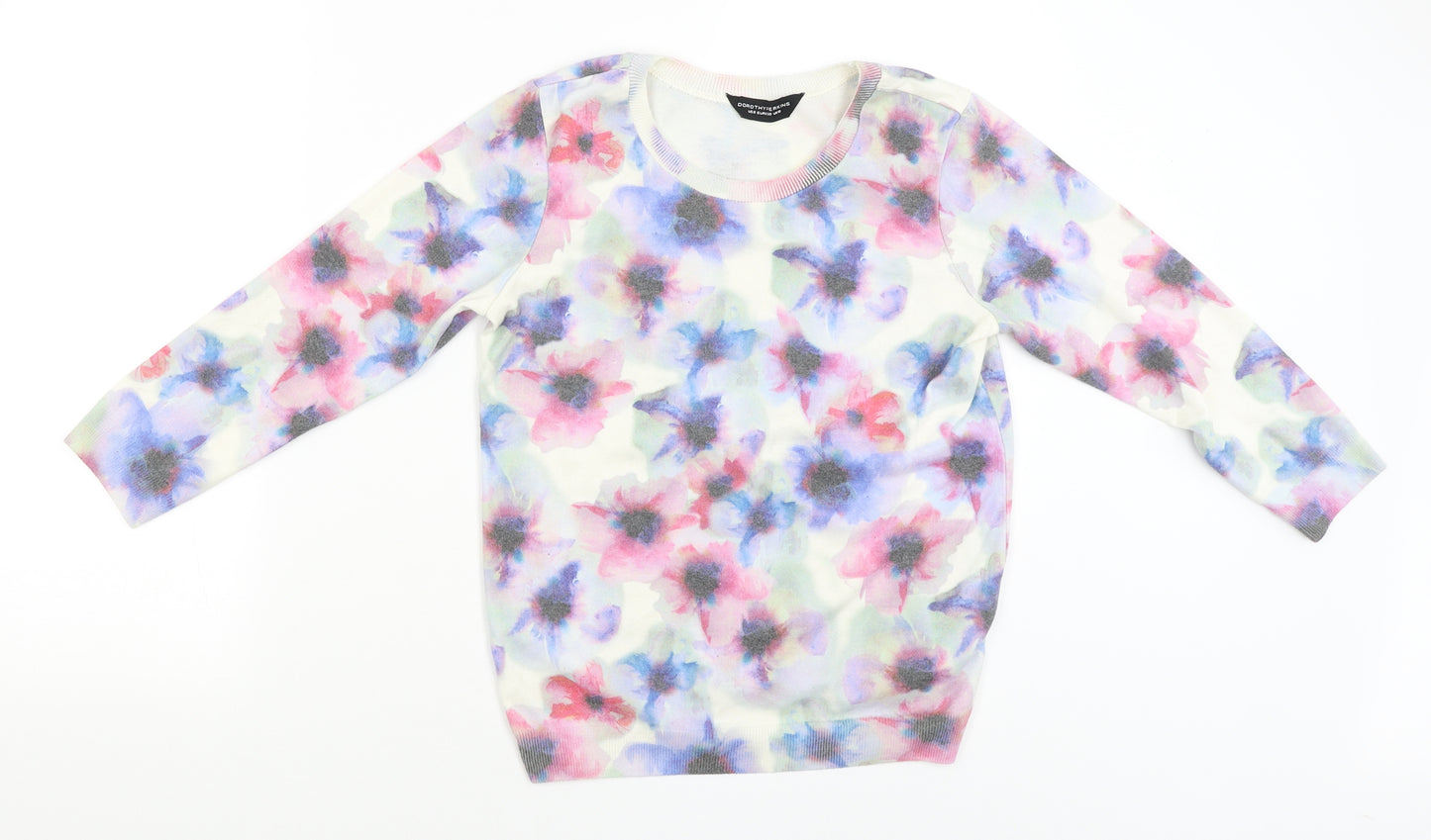 Dorothy Perkins Womens White Floral  Pullover Jumper Size 10