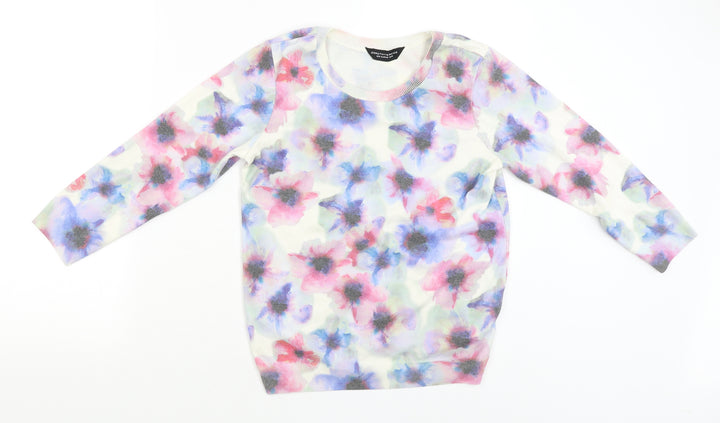 Dorothy Perkins Womens White Floral Pullover Jumper Size 10