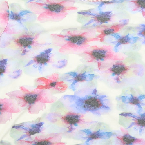 Dorothy Perkins Womens White Floral  Pullover Jumper Size 10