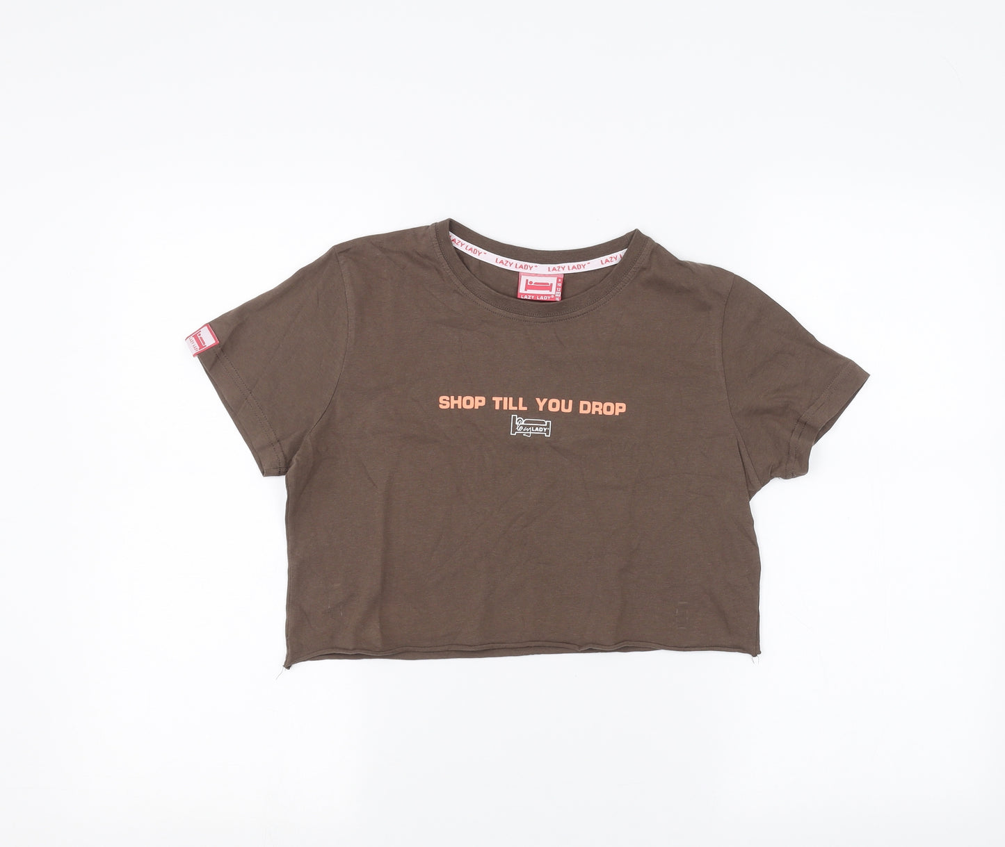 Lazy Lady Womens Brown   Cropped T-Shirt Size 14