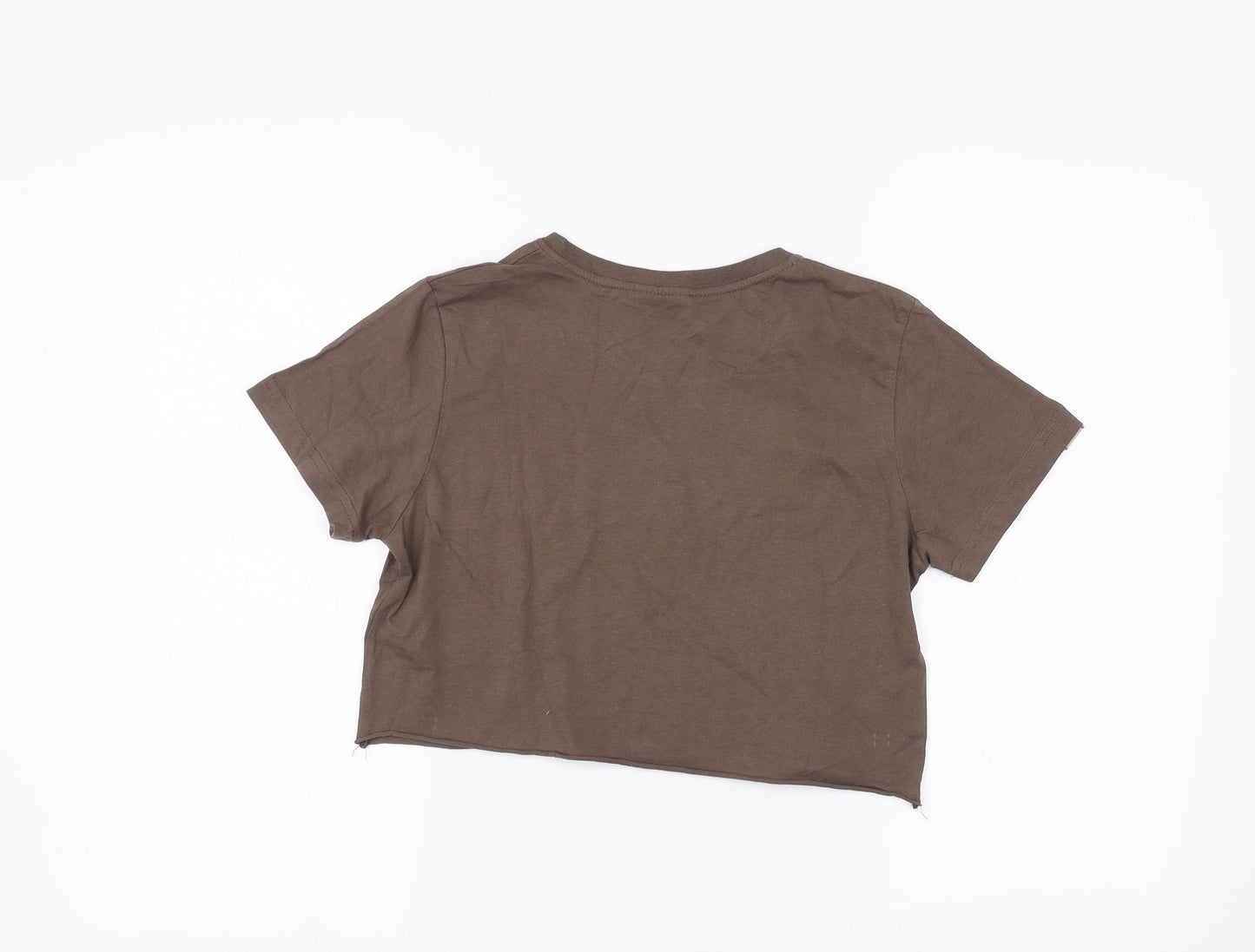 Lazy Lady Womens Brown   Cropped T-Shirt Size 14
