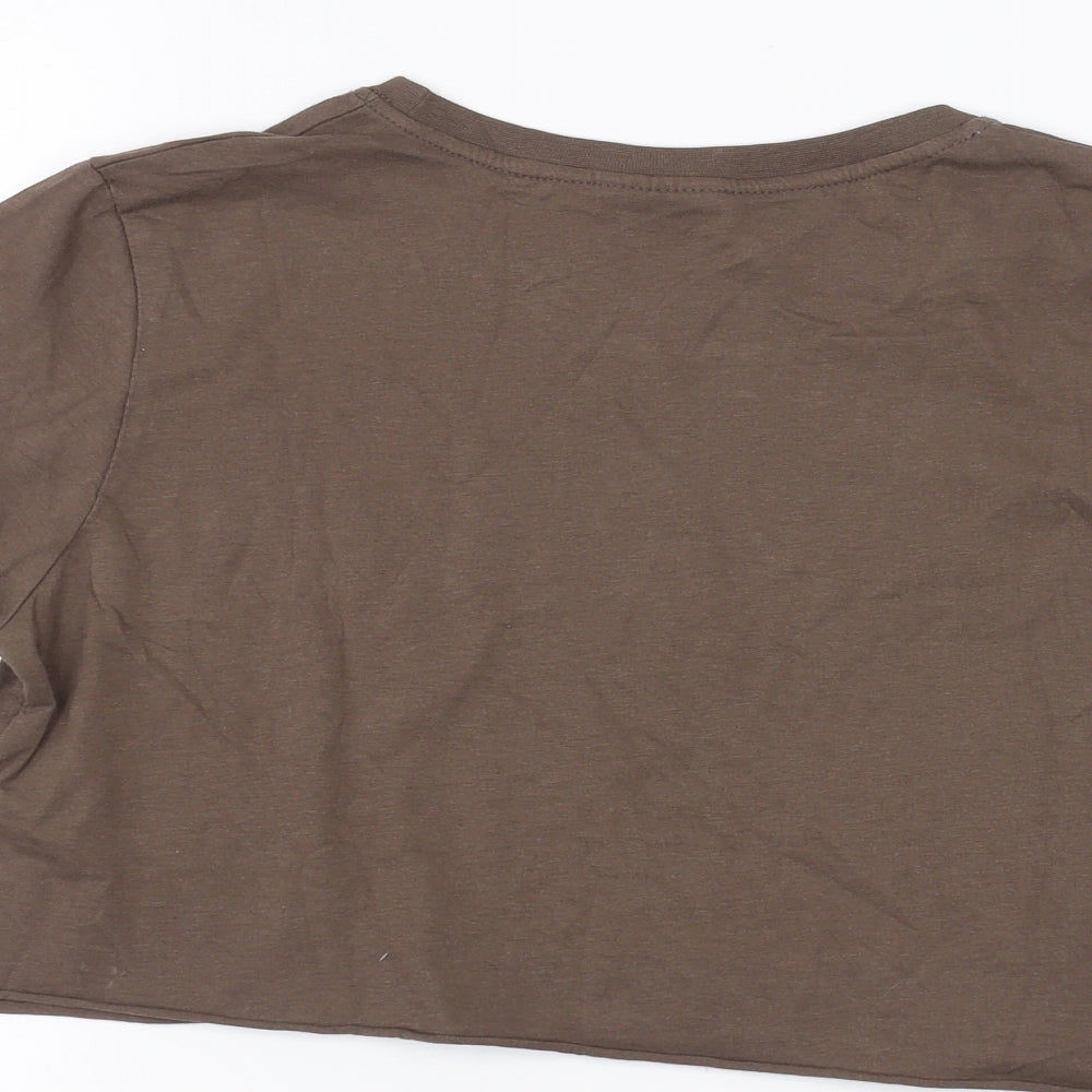 Lazy Lady Womens Brown   Cropped T-Shirt Size 14