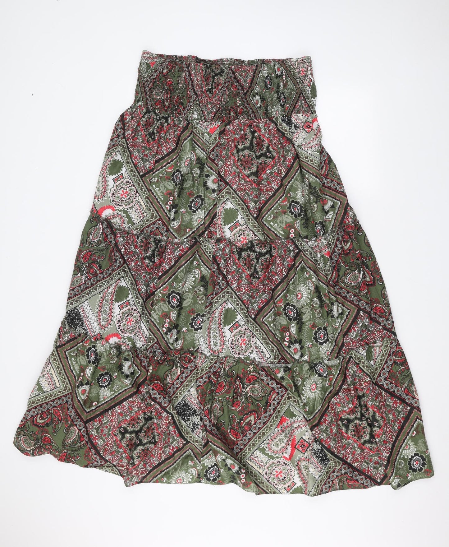 Preworn Womens Green Floral  A-Line  Size 26
