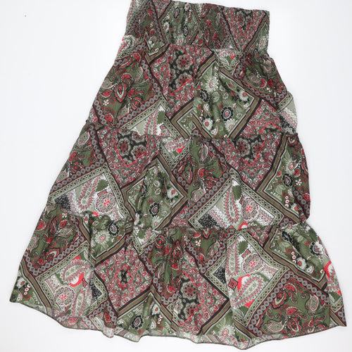 Preworn Womens Green Floral  A-Line  Size 26