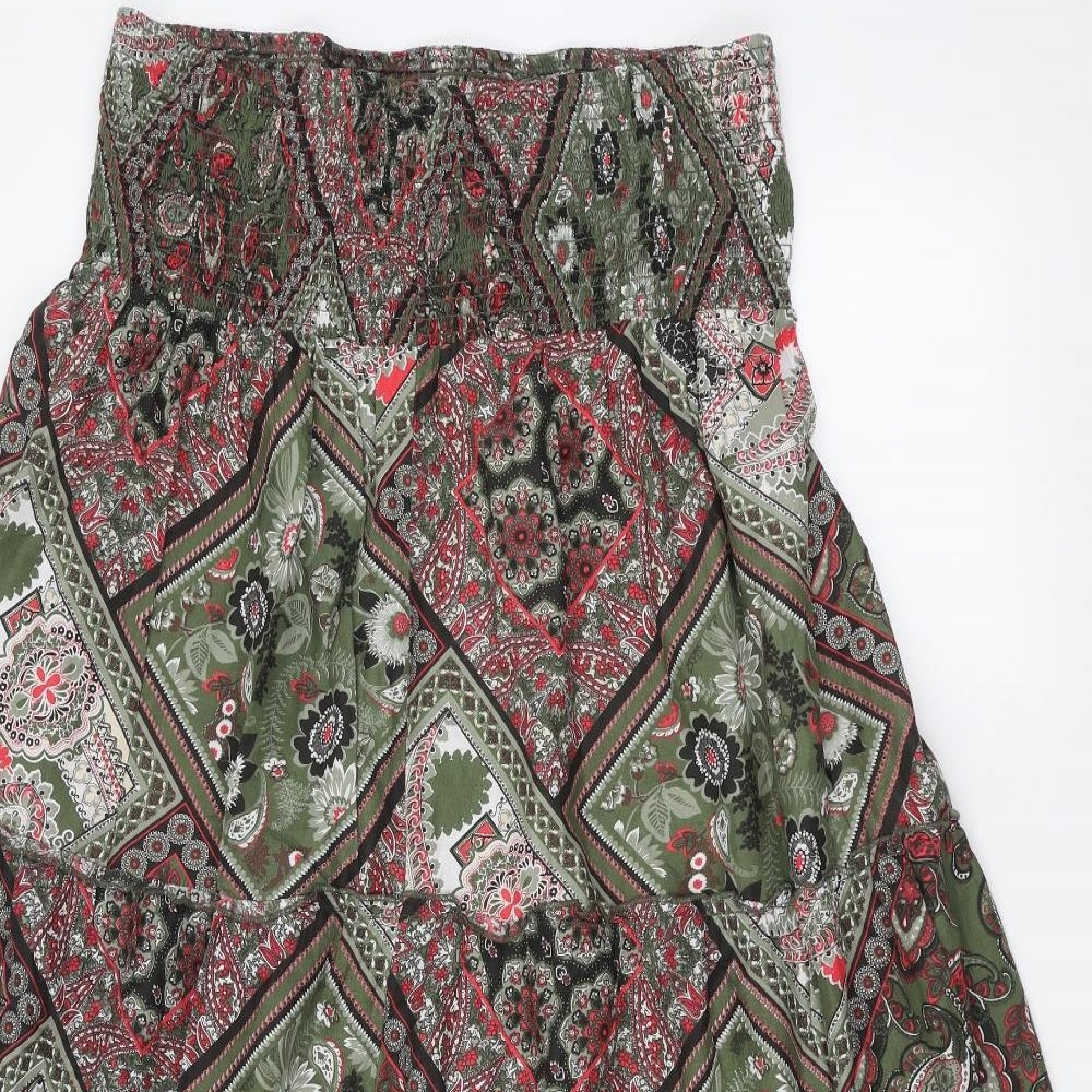 Preworn Womens Green Floral  A-Line  Size 26