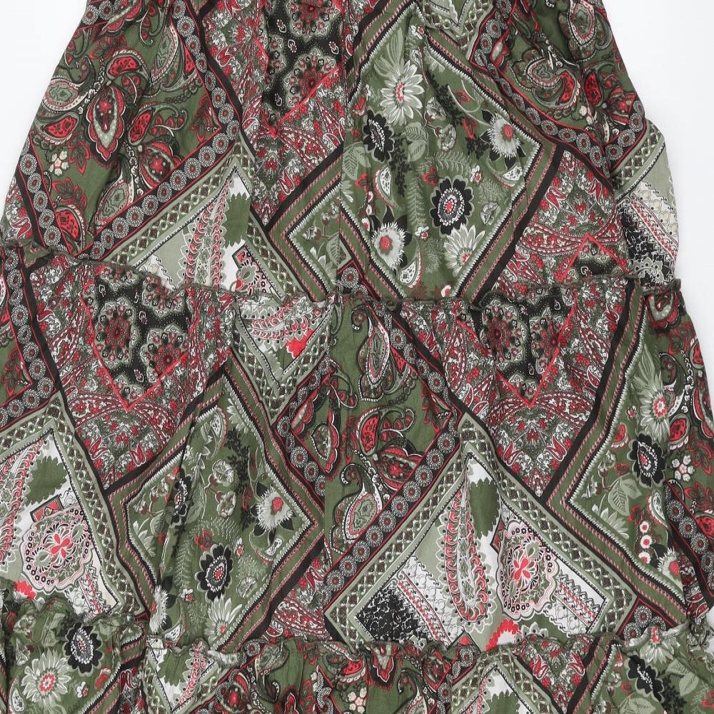 Preworn Womens Green Floral  A-Line  Size 26