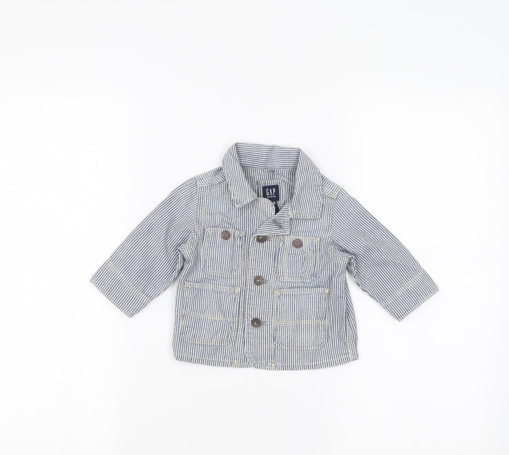 Gap Baby Blue Striped Basic Button-Up Size 3-6 Months