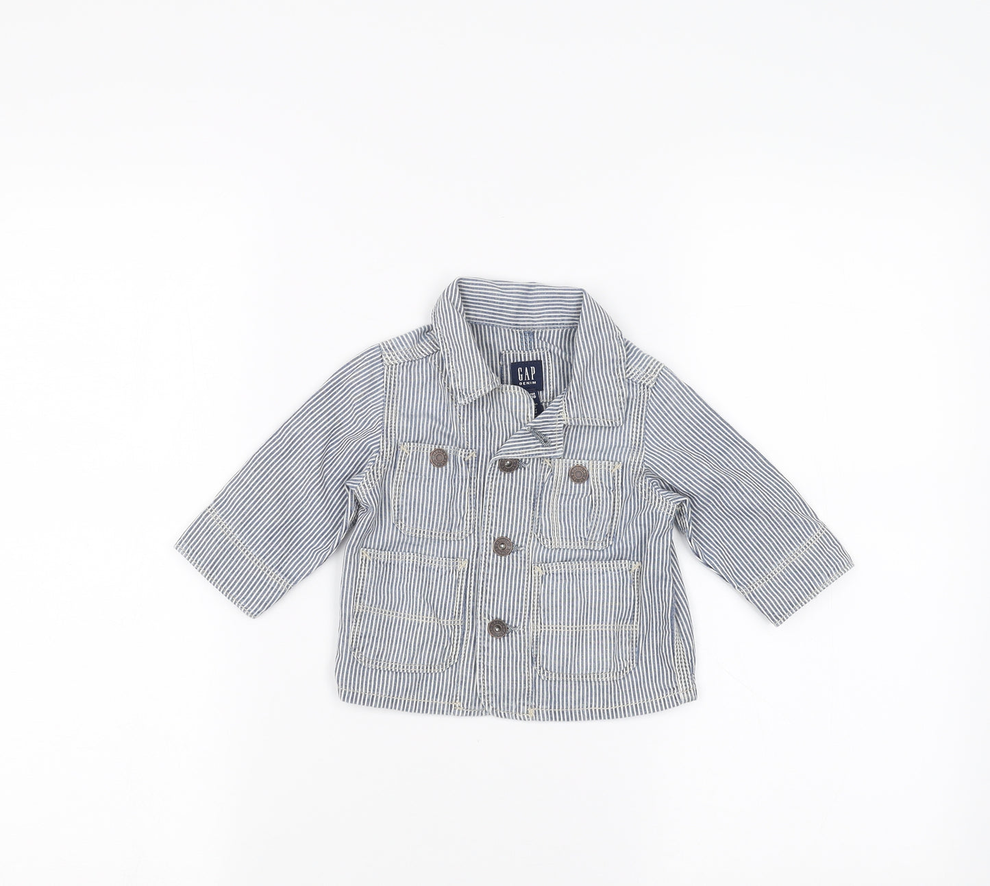 Gap Baby Blue Striped  Basic Button-Up Size 3-6 Months