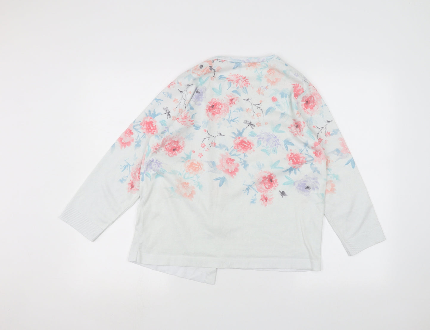 TU Womens White Floral  Cardigan Jumper Size 14