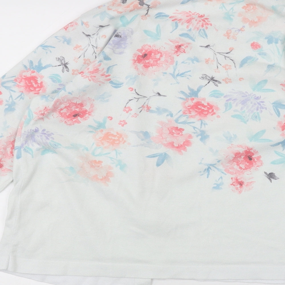 TU Womens White Floral  Cardigan Jumper Size 14